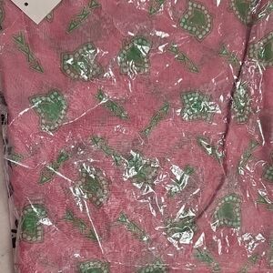 Pink Scarf with Green Paisley Motif